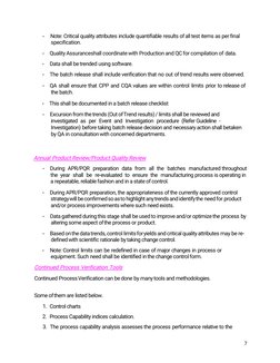 Critical Process Verification Continued Process Verification SOP | PDF | Verification And Validation ...
