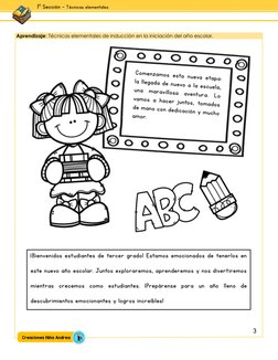 Creaciones Niña Andrea 
 
 
1° Sección – Técnicas elementales  
3 
 
Aprendizaje: Técnicas elementales de inducción en la