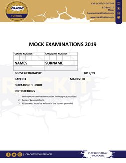 MOCK EXAMINATIONS 2019
BGCSE GEOGRAPHY
2019/09
PAPER 3