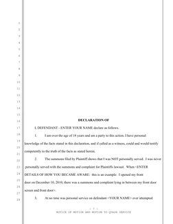 1
2
3
4
5
6
7
8
9
10
11
12
13
14
15
16
17
18
19
20
21
22
23
24
25
26
27
28
DECLARATION OF 
I, DEFENDANT - ENTER YOUR NAME dec