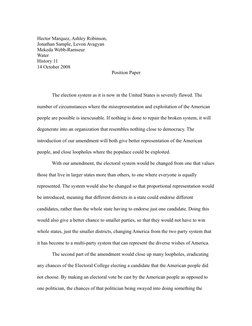 Hector Marquez, Ashley Robinson,
Jonathan Sample, Levon Avagyan
Mekeda Webb-Ramseur
Water
History 11
14 October 2008
Position