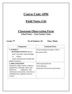 Field Notes for Course 6996 Observations | PDF | Classroom Management ...