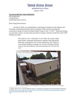 August 9, 2024  
 
VIA ELECTRONIC TRANSMISSION 
Mr. Ronald Rowe  
Acting Director 
United States Secret Service 
 
Dear Act