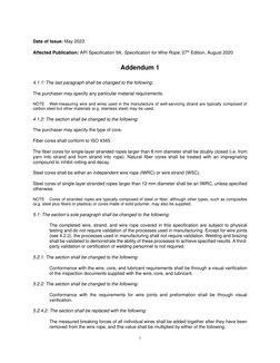 API 9A Specification Addendum 1 | PDF | Rope | Wire