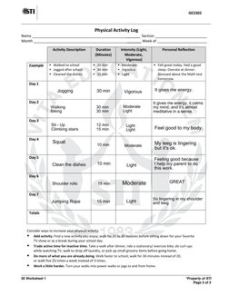 GE2302 
 
02 Worksheet 1 
 
*Property of STI 
Page 3 of 3 
Physical Activity Log 
Name  
_______ Section  
 
Mont