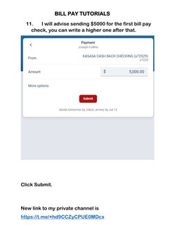 BILL PAY TUTORIALS 
New link to my private channel is  
https://t.me/+hd9CCZyC