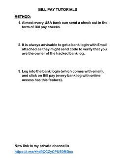 BILL PAY TUTORIALS 
New link to my private channel is  
METHOD: 
1. Almost eve