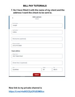 BILL PAY TUTORIALS 
New link to my private channel is  
https://t.me/+hd9CCZyC