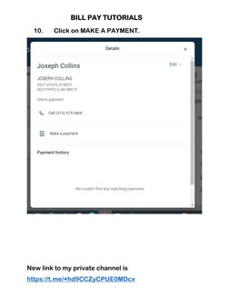 BILL PAY TUTORIALS 
New link to my private channel is  
https://t.me/+hd9CCZyC