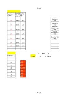 Sheet1
Page 3
1.5
5.625
s1
1.5
5.625
s2
1.5
6.125
s3
1.5
6.125
s4
1.5
5.625
s5
1.5
5.625
s5
1.5
5.625
s5
S
ft
inch
m
SLAB NO.