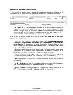 Página 6 de 33 
 © Instructivo para el correcto llenado Formulario para solicitud, confirmación de prueba de VIH y reporte