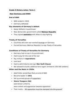 Grade 9 History: Weimar Republic & WWII | PDF | Nazi Germany | Weimar ...
