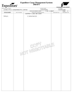 Forwarder's Cargo Receipt Template | PDF | Cargo | Bill Of Lading