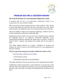 Page 1 of 14 
PROBLEM SOLVING & DECISION MAKING 
The Need Of The Hour Is Cross-Functional Collaborative Leader  
A detailed
