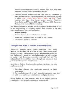 Page 6 of 14 
formulation and representation of a solution. This stage is the most 
important aspect of the decision making