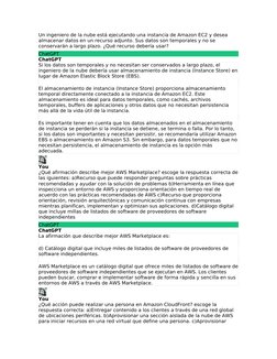 Un ingeniero de la nube está ejecutando una instancia de Amazon EC2 y desea 
almacenar datos en un recurso adjunto. Sus datos
