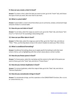 linkedin.com/in/pradeep-m-analyst 
9. How can you create a chart in Excel? 
Answer: To create a chart, select the data you