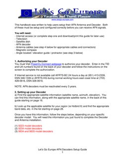 www.letsgo-europe.com 
 
Let’s Go Europe AFN Decoders Setup Guide 
1 
This handbook was written to help users setup their A