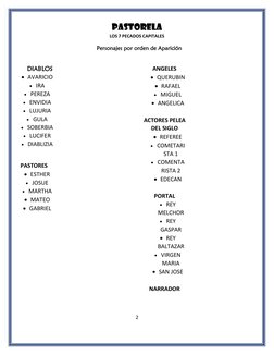 2 
PASTORELA 
LOS 7 PECADOS CAPITALES 
 
                                               Personajes por orden de Aparición