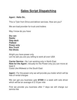 Truck Dispatcher Sales Call Script | PDF