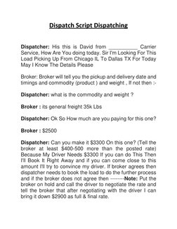 Truck Dispatcher Sales Call Script | PDF