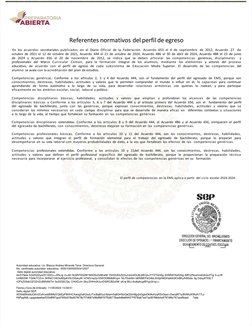 Referentes normativos del perfil de egreso 
En los acuerdos secretariales publicados en el Diario Oficial d