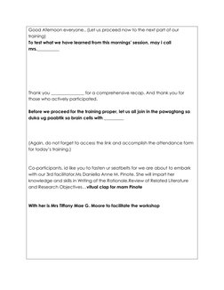 MOL Seminar Agenda and Script | PDF | Human Communication | Self ...