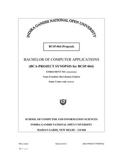 IGNOU BCA Project Synopsis Front Page | PDF