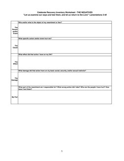 Celebrate Recovery Inventory Worksheet | PDF | Intimate Relationships ...