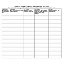 Celebrate Recovery Inventory Worksheet | PDF | Intimate Relationships ...