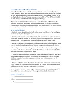 OnlyFans Content Release Form Template | PDF | Consent | Private Law
