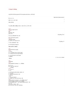 1) Design for Bending
Use BS EN 10 025 steel grade S275, then nominal yield stress σy = 265 N/mm2
Approximate modulus require
