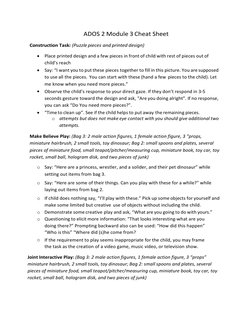 ADOS 2 Module 3 Overview and Tasks | PDF | Toys | Conversation