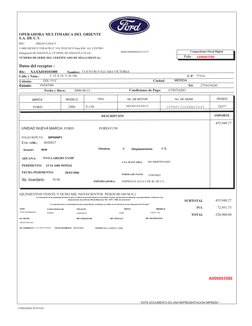 00001000000202315137
OPERADORA MULTIMARCA DEL ORIENTE 
S.A. DE C.V.
RFC. 
OML861128GC9
CARR MEXICO VERACRUZ  VIA TEXCOCO Núm