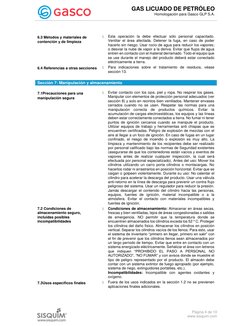 GAS LICUADO DE PETRÓLEO 
Homologación para Gasco GLP S.A. 
 
 
 
 
 
Página 4 de 10 
www.sisquim.com 
 
6.3 Métodos y mater