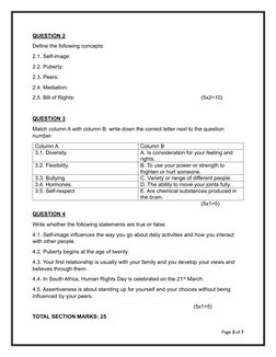 Grade 7 Life Orientation June Test 2024 | PDF | Bullying | Behavioural ...