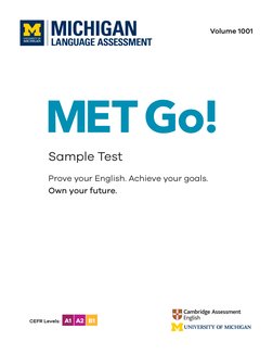 A1 A2 B1
CEFR Levels: 
Sample Test
Volume 1001
Prove your English. Achieve your goals.
Own your future.
