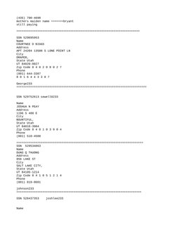 (435) 790-4698
mothers maiden name =======bryant
still paying
===============================================================