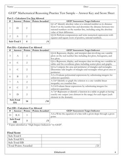 GED Math Practice Test Sample & Key | PDF | Numbers | General ...