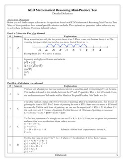 Printable Key Ged Math Test GED Math Practice Test Sample & Key | PDF | Numbers | General ...