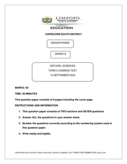 Grade 8 Natural Science Term 3 Test | PDF | Series And Parallel ...