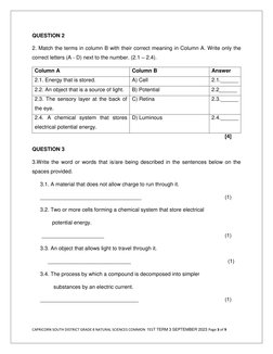Grade 8 Natural Science Term 3 Test | PDF | Series And Parallel ...