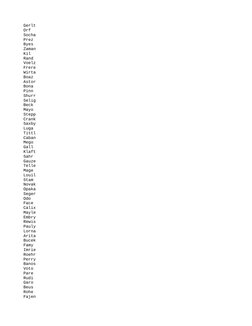 Gerlt
Orf
Socha
Prez
Byes
Zaman
Kil
Rand
Voelz
Frere
Wirta
Boaz
Astor
Bona
Pinn
Shurr
Selig
Beck
Mayo
Stepp
Crank
Saxby
Luga