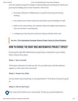 MSc Mathematics Project Topics Guide | PDF | Mathematics | Applied ...