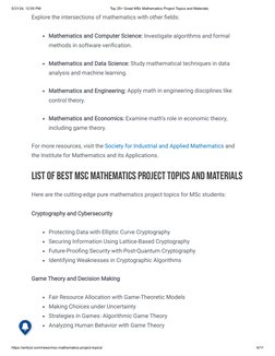 MSc Mathematics Project Topics Guide | PDF | Mathematics | Applied ...