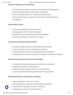 MSc Mathematics Project Topics Guide | PDF | Mathematics | Applied ...