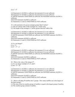 5
(2) a2 < b2  
 
(A) Statement (1) ALONE is sufficient, but statement (2) is not sufficient. 
(B) Statement (2) ALONE is s
