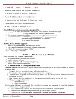 Grade 7 ICT Notes Overview | PDF | Computer Data Storage | Software