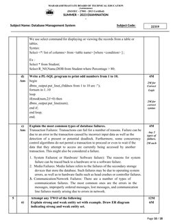 DBMS Model Answer Paper 22319 Summer 2023 | PDF | Pl/Sql | Database ...
