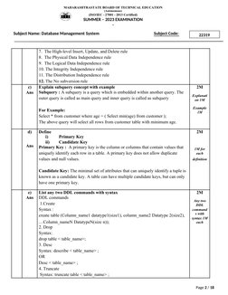 DBMS Model Answer Paper 22319 Summer 2023 | PDF | Pl/Sql | Database ...